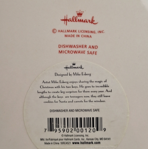 Hallmark Cookies For Santa Stoneware 9 In Plate With 8 In Deer Plate By Magenta - Picture 4 of 14